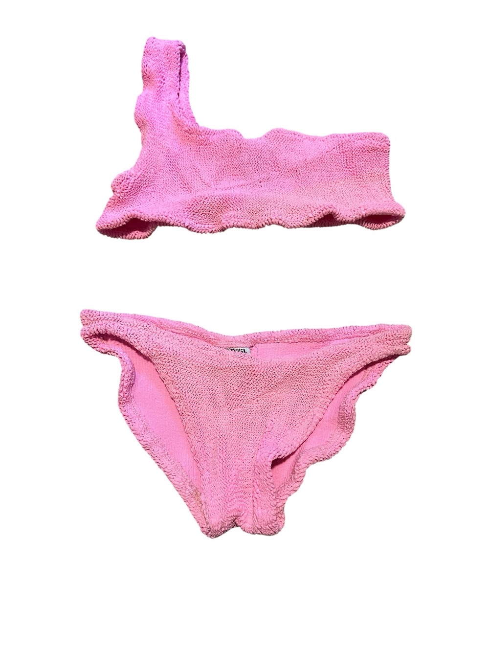 Hunza G Pink One-Shoulder Ribbed Bikini Set - Picture 7 of 8